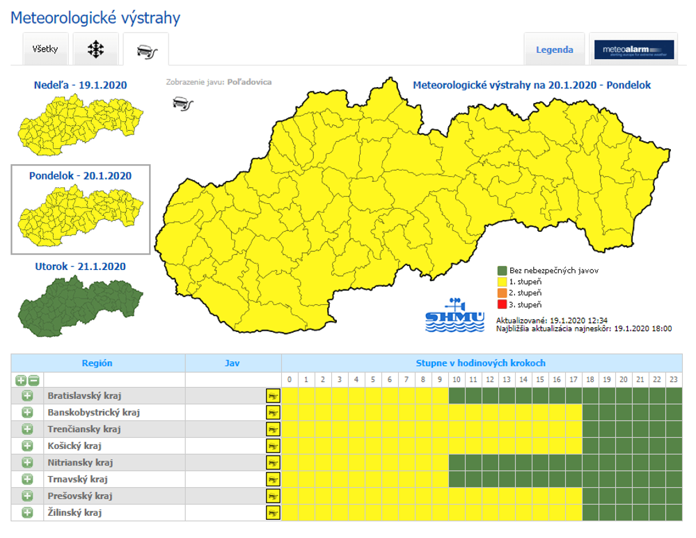 Poľadovica - pondelok