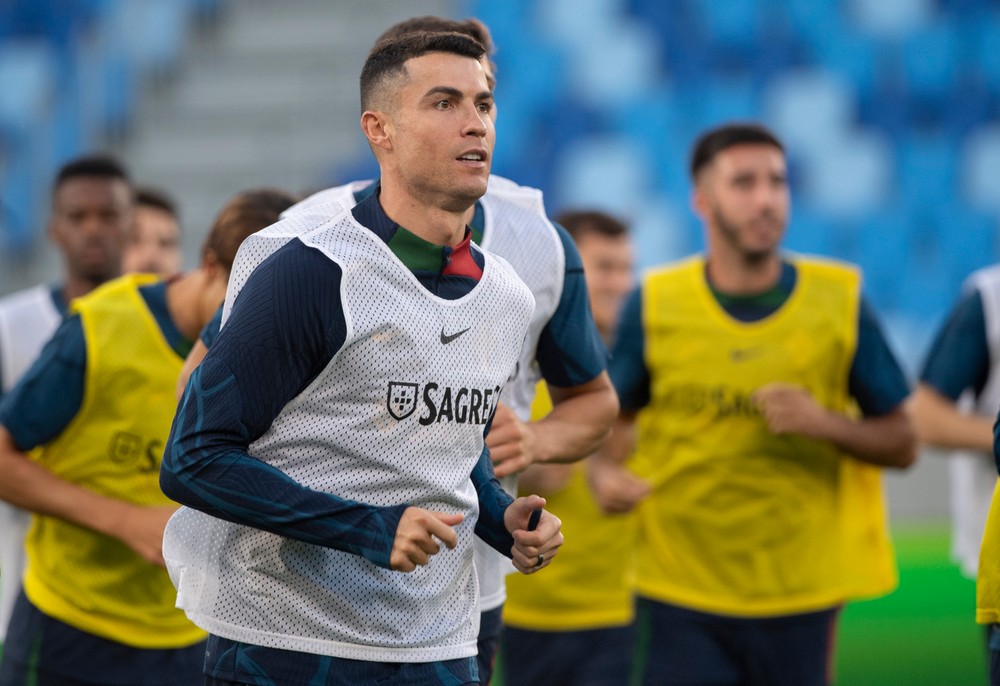 Cristiano Ronaldo počas tréningu Portugalska pred piatkovým zápasom kvalifikácie ME 2024 Slovensko - Portugalsko.