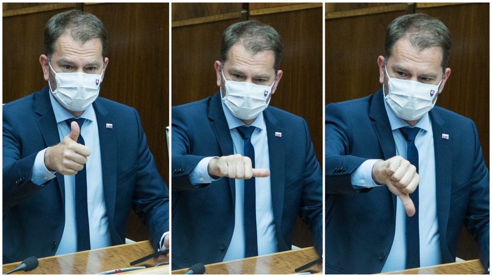 Igor Matovič - hlasovanie gesto s palcom