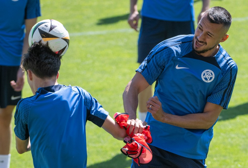 Tréning Slovákov pred zápasom proti Rumunsku