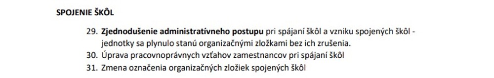 6. spojenie škôl zakony