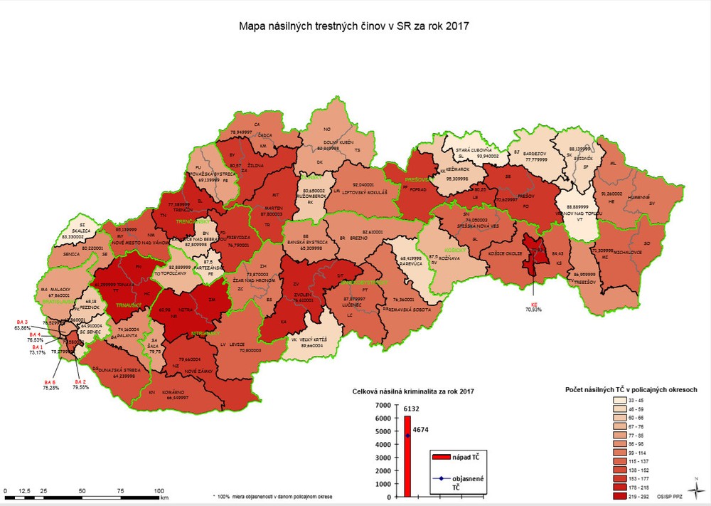 Celková násilná kriminalita 2017