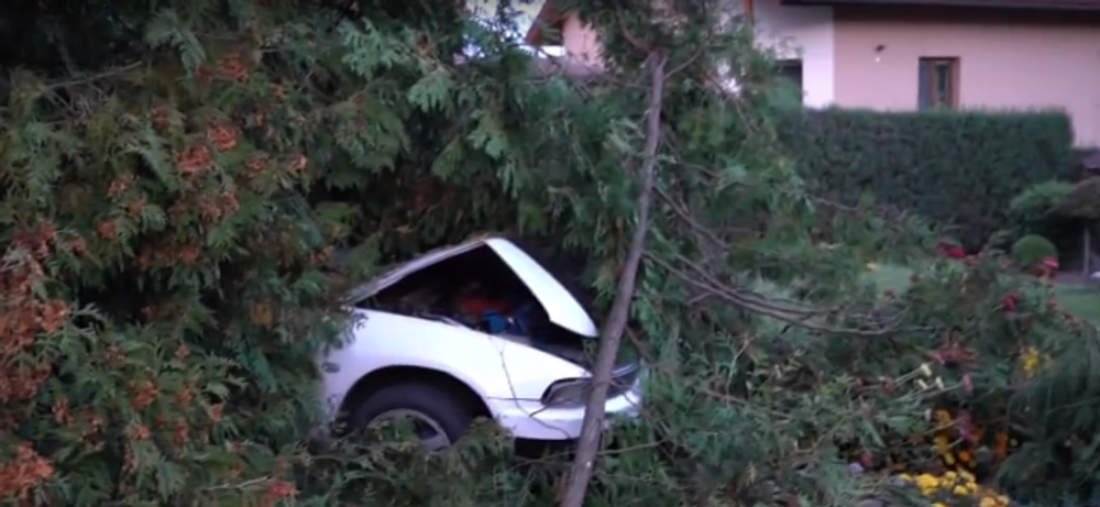 Po rýchlej jazde skončil v záhrade domu. Zastavili ho až stromy