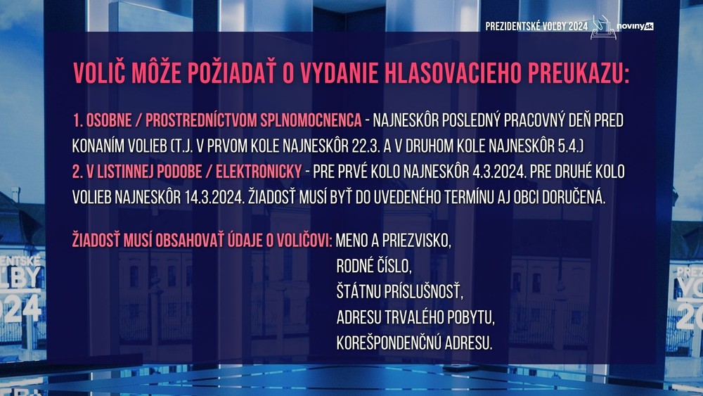 PREZIDENTSKÉ VOĽBY 2024 hlasovací preukaz