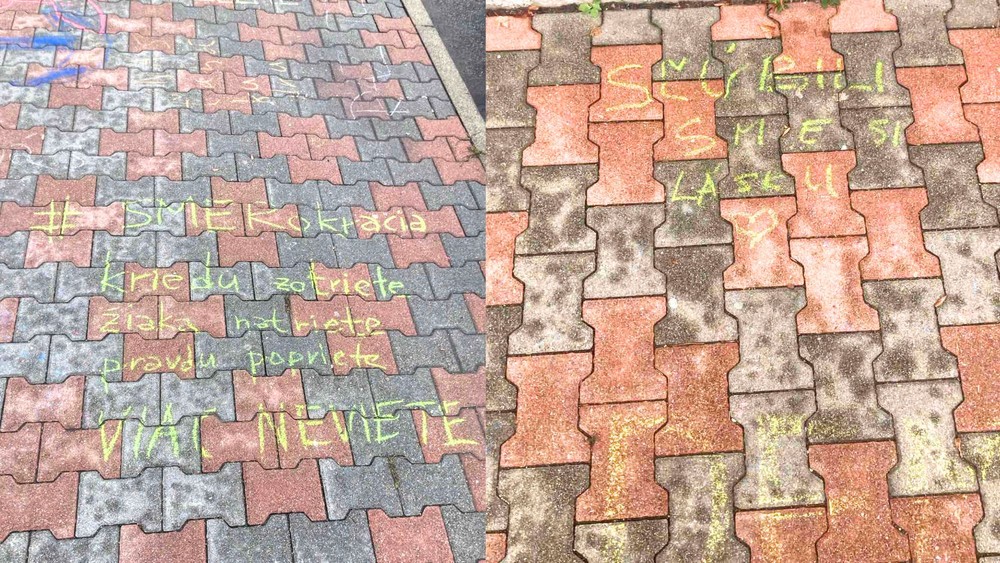 Premiéra Roberta Fica v Poprade čakali kriedové nápisy