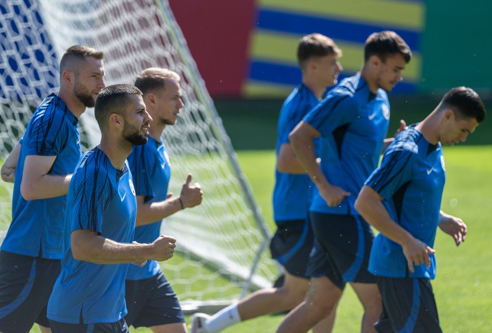 Tréning Slovákov pred zápasom proti Rumunsku