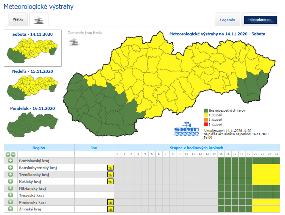 Vo viacerých okresoch Slovenska platí výstraha pred hmlou