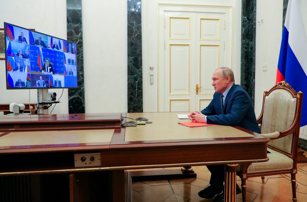 Vladimír Putin na rokovaní ruskej bezpečnostnej rady