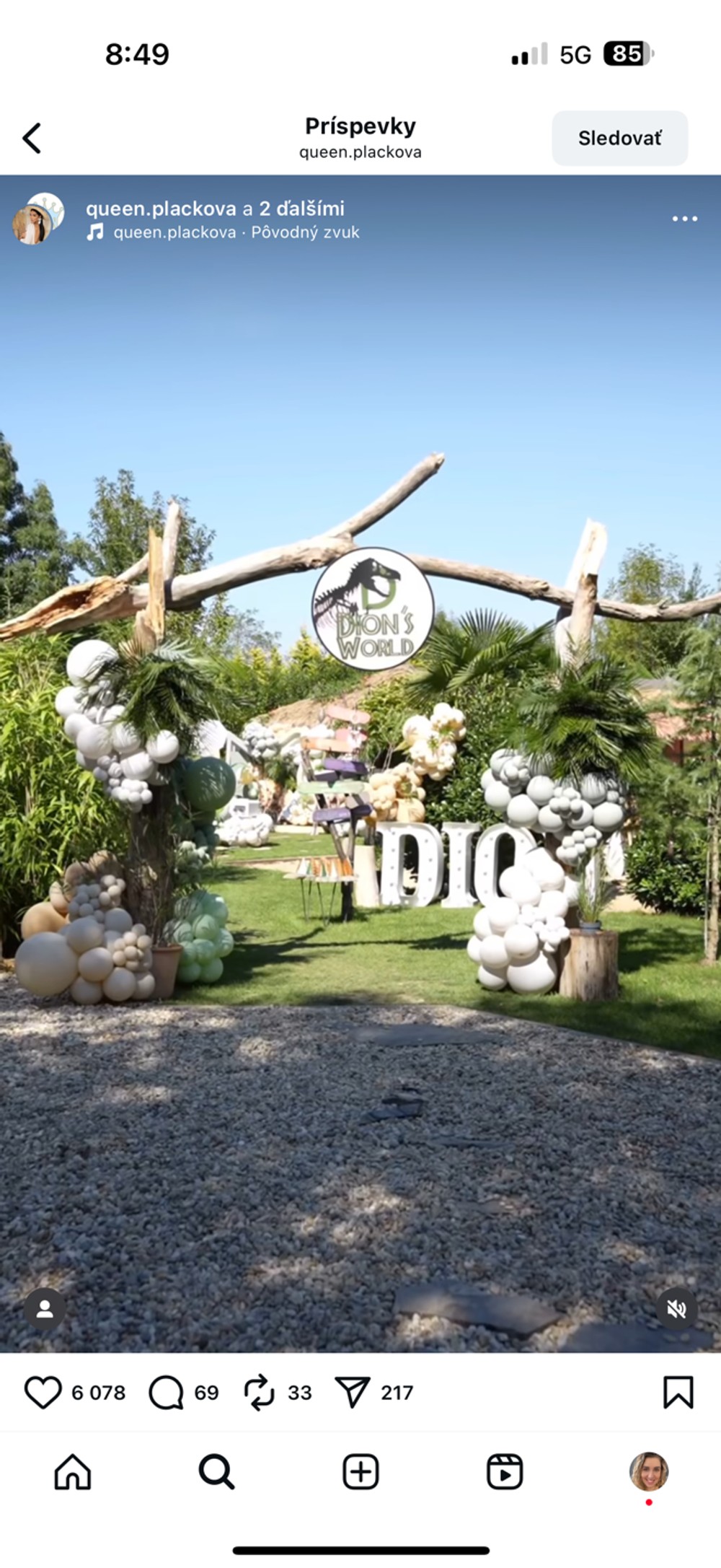 Plačková, syn Dion, narodeninová oslava, luxus, dinosaurus