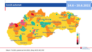 COVID AUTOMAT: Ďalšie okresy v zelenej farbe, červené sú už len dva