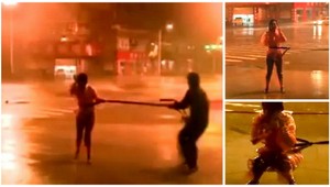 Adrenalínové vysielanie. Reportérka sa zaistila lanom počas tajfúnu