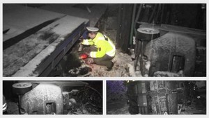 Pri Hontianskych Tesároch havaroval turecký kamión