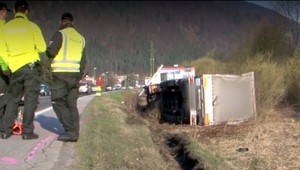S kamiónom zišiel z cesty a prevrátil sa nabok. Vodič nafúkal takmer 3 promile