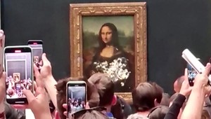 Aktivista prezlečený za ženu hodil koláč na Monu Lisu