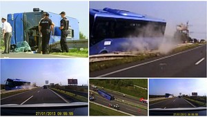 Nehodu autobusu nasnímal vodič oprotiidúceho auta