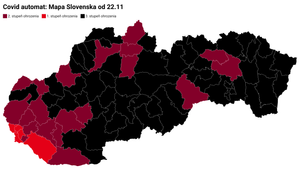 COVID AUTOMAT: Od budúceho týždňa bude viac bordových a čiernych okresov. Bratislava stále červená