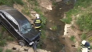 Auto skončilo v potoku
