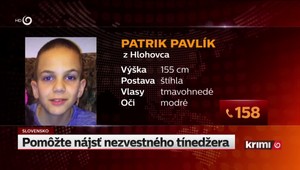 Polícia a rodina pátrajú po 13-ročnom Patrikovi. Prosia o pomoc
