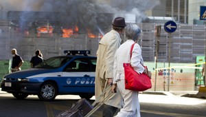 Rím zachvátil požiar. Začala horieť vlaková stanica