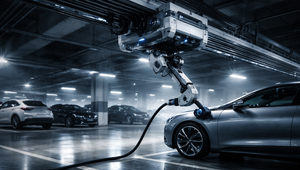 Roboty v Číne lezú po strope: Nabíjajú autá