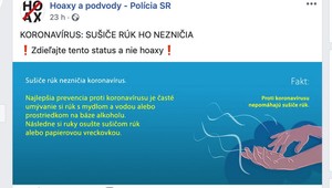Pitie vody, ocot ani sušič rúk vás koronavírusu nezbavia. Polícia rieši ďalšie hoaxy