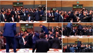 Hromadná bitka v parlamente. Lietali päste, kopance aj fľaše