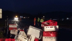 Nehoda kamiónov pri Žiline. Na ceste ležali kury