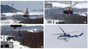 VIDEO: Hasiči zachraňovali uviaznutých lyžiarov, museli zlaňovať zo sedačky