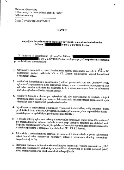 Návrh na prijatie bezpečnostných opatrení 1