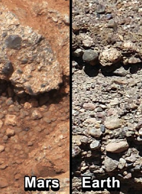 Mars voda NASA foto štrk dôkaz detail