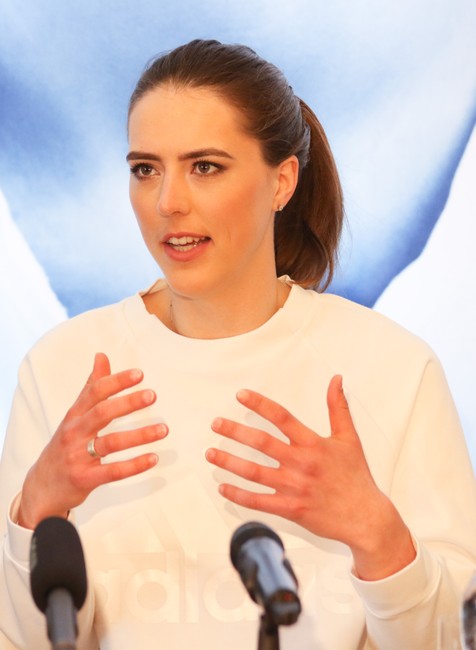 Petra Vlhová počas tlačovej konferencie s Veľkým glóbusom 