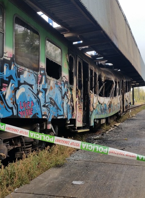 Vagóny po požiari