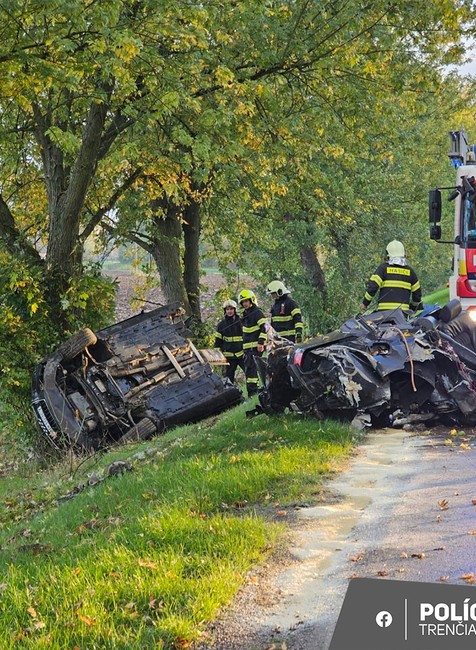 Auto sa po náraze do stromu roztrhlo na dve časti
