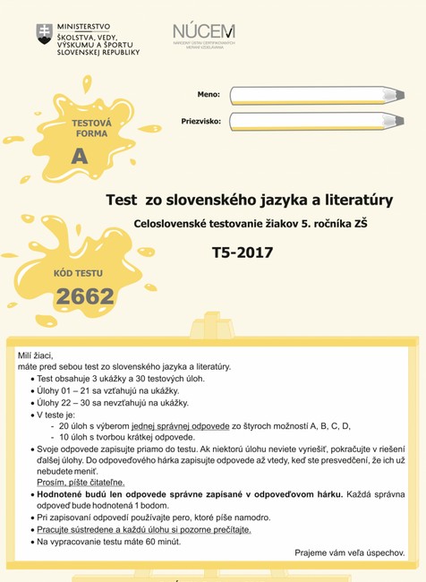 Test zo Slovenského jazyka 1