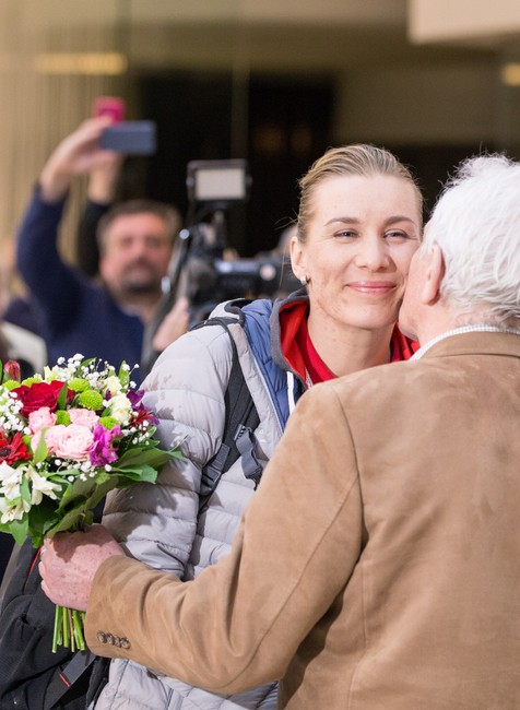 Slovenská biatlonistka Anastasia Kuzminová po návrate zo ZOH 2018 v juhokórejskom Pjongčangu, kde získala jednu zlatú a dve strieborné medaily