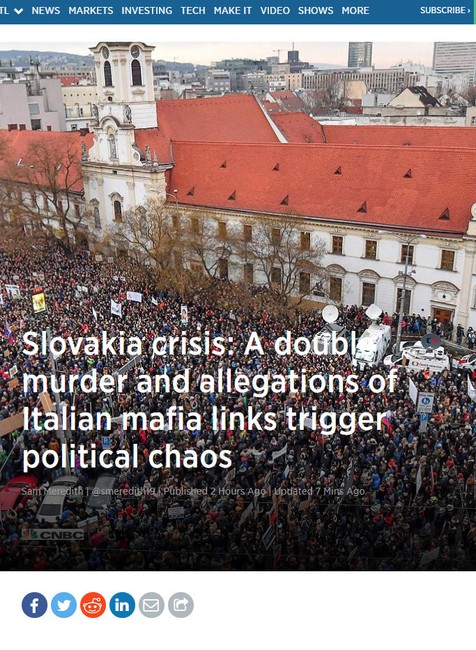 CNBS: Slovenská kríza: dvojitá vražda a obvinenia z talianskej mafie spájajú politický chaos
