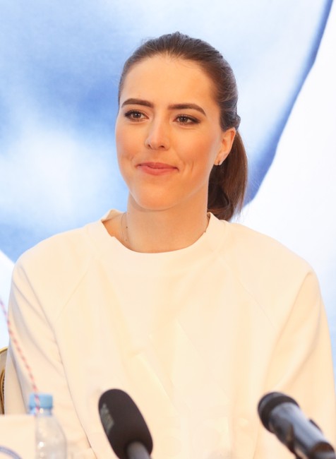 Petra Vlhová počas tlačovej konferencie s Veľkým glóbusom 