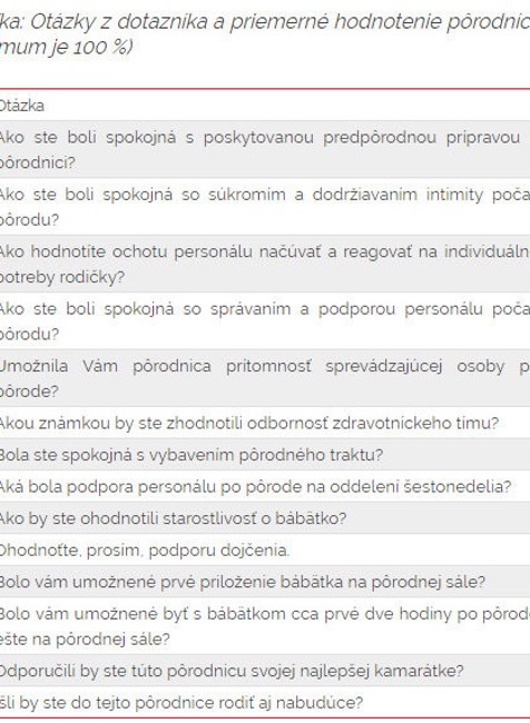 Otázky položené mamičkám v prieskume