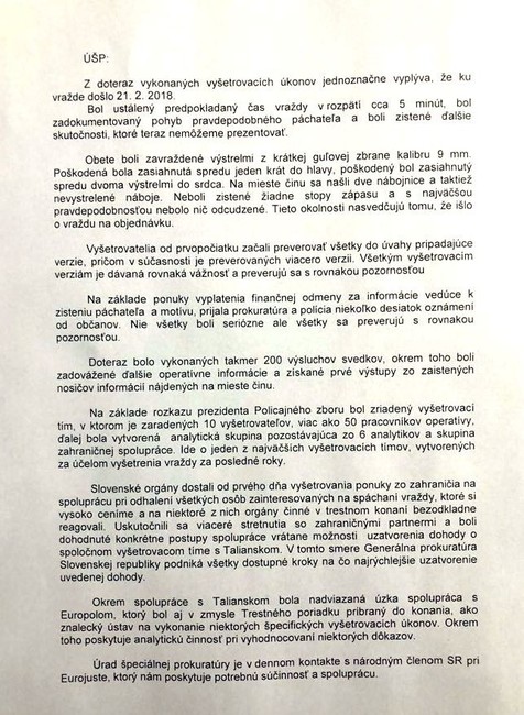 Správa ÚŠP k vražde Jána Kuciaka 1