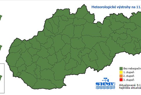 SHMÚ varuje. Výstraha pred silnými dažďami platí pre viaceré časti Slovenska