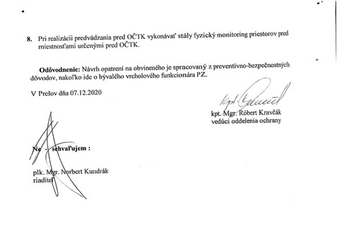 Návrh na prijatie bezpečnostných opatrení 2