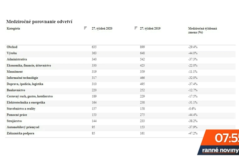 Medziročné porovnanie odvetví