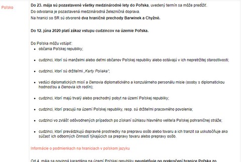 Poľsko - vstup do krajiny