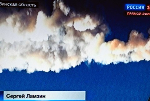 Meteorit pád obloha dym Rusko Sibír svetlo vesmír