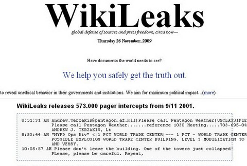 wikileaks, webova stranka, odkazy 9/11