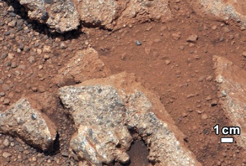 Mars voda NASA foto štrk dôkaz detail
