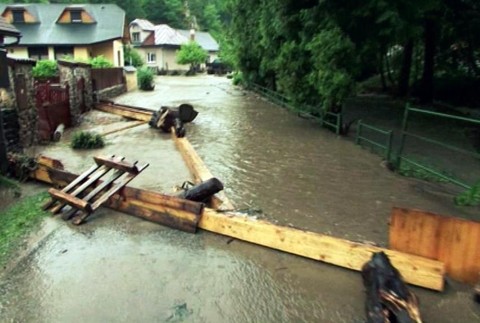 Prívalová voda povodne Čierny Balog domy Banskobystrický kraj obce