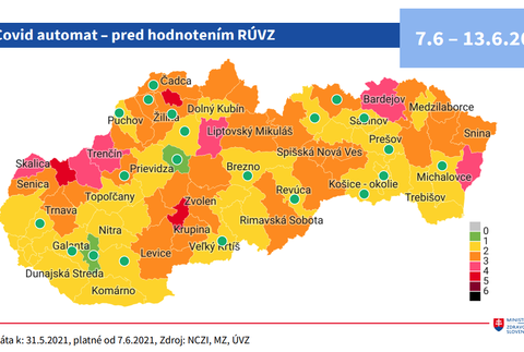 COVID automat_mapa druhý júnový týždeň