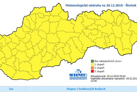 SHMÚ vydalo výstrahu pred poľadovicou pre celé Slovensko