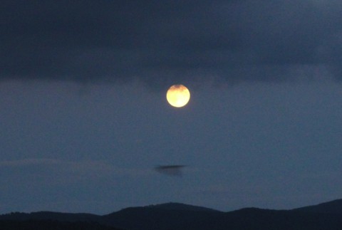 13.8.2013 som fotil vychádzajúci mesiac nad Považským Inovcom. V sérii 8 fotografii som náhodou objavil niečo čo si neviem vysvetliť. Fotka na ktorej je tmavý objekt pod mesiacom je urobná 30 sekúnd po fotke na ktorej nie je nič a tak isto na fotke uroben